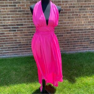 Sienna Halter Pink Midi Dress